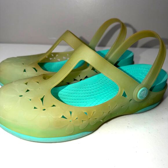 Crocs Carlie Mary Women’s Size 6 Jelly Translucent Clogs Sling back Sandals - Picture 3 of 6